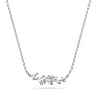 Sterling Silver Pendant Moissanite Necklace Women's Fashion Leaf Clover Collarbone Chain Cross-border Supply-(Set with moissanite)  925 silver