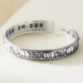 wholesale 999 Silver Nalan Literary Retro Ethnic Minimalist Design Thai Silver Elephant Text Bangle S7853-0-0