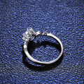 Silver Moissanite Four-Prong Ins Tail Ring Live Stream Wholesale-0-1