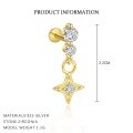 wholesale S925 Sterling Silver Irregular Zircon Star Earrings, Round Small Niche Design。-0-9