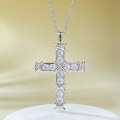 wholesale S925 sterling silver new European and American cross pendant necklace for women with high-carbon diamonds, simple and stylish, available on AliExpress-0-5