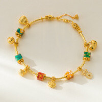 wholesale S925 Sterling Silver Chinese Style Five Elements Wood Fire Earth Metal Water Coiled Bracelet Exquisite Money Bag Gourd Bracelet S7686-S925 Silver Bracelet>925 Silver