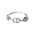wholesale S925 Silver Pig Nose Chain Ring Hollow-Out Fashion Minimalist Style Open-End Tail Ring R00403-0-4