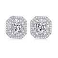 wholesale 925 Sterling Silver Fashionable Square Full Moissanite Stud Earrings, Cross-Border Light Luxury, Best-Selling in Europe and America, High-End Women's Earrings-0-4