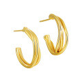 wholesale S925 Sterling Silver Korean Version Ins Minimalist Niche Design Multi-Layer Wrapped C-Shaped Versatile Earrings for Women-0-4
