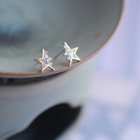 wholesale 9K Gold Korean Wholesale Mini Star Pure 9K Gold with Diamond Stars-9K per price
