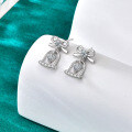 Sterling Silver Moissanite Bow Bell Stud Earrings-0-1