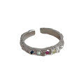 wholesale 925 Sterling Silver Opal Ring with Small Colorful Diamonds, Ins Style Stackable Ring for Women, Sweet and Edgy Fashion-0-4