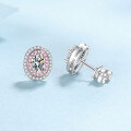 wholesale S925 Sterling Silver 1-carat Moissanite Earrings with Micro-set Pink Zircon, Sweet and Girly-0-2