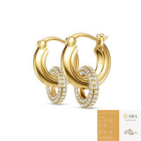 Silver Gold Fashion Hypoallergenic Earrings Moissanite Light Luxury-E16369 Moissanite 1.4mm*192 beads per pair (with GRA certificate)  925 silver electroplated yellow