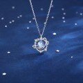 wholesale S925 Sterling Silver Cosmic Planet Moonstone Necklace for Women, Minimalist Blue Galaxy Luxury Style Surrounding Star Collarbone Chain-0-5