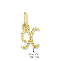 wholesale 925 Sterling Silver Irregular English Letter Pendant Ins Necklace For Women-X-Single Pendant/Gold
