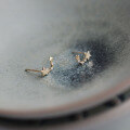 wholesale 9K Gold Star with Diamond Accents Japanese and Korean Stud Earrings Small Cute Simple Student-0-3