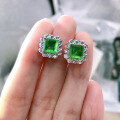 wholesale Metal material first, Mu Jing Jewelry new emerald retro square stud earrings, INS hot-selling ear accessories for distribution-0-3