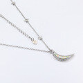 wholesale 925 Silver Japanese Moon and Star Synthetic Opal OPAL Necklace, White Opal Simple Jewelry Necklace-0-1