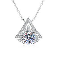 S925 Sterling Silver Moissanite Snowflake Christmas Tree Pendant Necklace, 1 Carat.-6.5mm high-carbon stone  925 silver