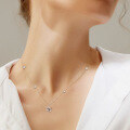 wholesale S925 Sterling Silver Cross-Border New Moissanite Collarbone Necklace, Minimalist and Elegant Advanced Pendant Four-Claw Bubble Necklace Wholesale-0-3