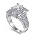 wholesale S925 Sterling Silver Vintage European and American Style Women's Ring with High-Carbon Simulated Diamond Square-Shaped Exaggerated Large Solitaire Ring-0-4