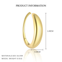 wholesale S925 Sterling Silver Geometric Waterdrop Minimalist Stud Earrings For Women, Vintage Bead Design-E5104-Gold/Pair 925 Silver