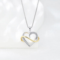 wholesale 925 Sterling Silver Cross-Border European and American Diamond-Encrusted Heart Pendant Collarbone Necklace, Luxe Minimalist Versatile High-End Heart-Shaped Chain-Single Pendant>925 Silver