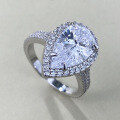 wholesale S925 Sterling Silver High Carbon Diamond Ring, 8*13 Pear Shape Teardrop Ring, Live Stream & Little Red Book Style-0-4