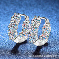 S925 Silver 4-Carat Moissanite Stud Earrings, French Style-0-0