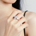 Sterling Silver 4-Carat Moissanite Women's Ring, Luxury-Set Pear Shape for Cross-Border-0-2