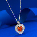 wholesale S925 Sterling Silver New Style 8*8mm Fanta Orange Ice-Cut Heart Pendant Live Streaming Hot Seller-0-1