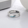 wholesale S925 silver oxidized matte finish resin feather ring, fresh and sweet court style index finger ring for women-0-2