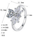 S925 Silver Moissanite Ring with Heart Floral Design-0-3