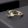 wholesale 925 Sterling Silver Plated with 18k Gold, Forest-inspired Ins Style Ethereal Agate Gemstone Ring, Colorfast-0-1