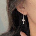 wholesale 999 Silver Geometric Hook Earrings, Light Luxury, Niche, Elegant, Fashionable, High-end, Korean-style Trendy-0-3