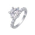 wholesale S925 Sterling Silver 3ct Moissanite Ring with Explosive Sparkle, High-End Texture, and Millennium Cut for Cross-Border Wholesale to European and American Factories-0-4