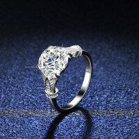 S925 Silver 4-Claw 3ct Moissanite Heart Shape Engagement Ring-3 carats (empty)  20 yards