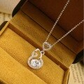 wholesale 999 Silver Maker's S999 Love Ruyi Gourd Diamond Necklace, Fashionable Minimalist New Chinese Style Niche High-end Set Chain-0-1