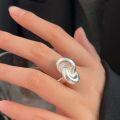 wholesale S925 Sterling Silver Irregular Heavy Work Ring for Women, Small and Unique Stylish Design, High-End Feel, New Collection-0-2