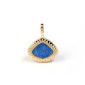 wholesale S925 Gold-Plated Silver, Mysterious Tone Fan-Shaped Lapis Lazuli Labradorite Vintage Pendant-0-3