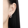 wholesale S925 Sterling Silver Small Earrings for Women, Unique Irregular Pleated Matte Hollow-Out Design with Ear Clips-0-2