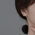 wholesale S925 Sterling Silver Korean Version Minimalist Elegant Sweet Small Bow Earrings with Diamond Accents M01310-0-1