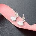 wholesale S925 Sterling Silver Korean Cross-Border Fashion Dynamic Fan Leaf Earrings with Zirconia and Geometric Drop Enamel Ear Studs for Women-0-3