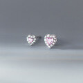wholesale S925 Sterling Silver Full Diamond Heart Stud Earrings Sparkling Elegant Ins Style Sweet Niche Ear Jewelry M03639-0-3
