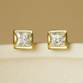 wholesale S925 Sterling Silver New Popular Square Moissanite Stud Earrings for Women, Versatile and Wholesale-0-2