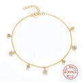 wholesale S925 Sterling Silver Flower Foot Chain with Round Zirconia Accents-0-5