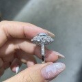 S925 Silver Lab-Grown Sky Blue Spinel Ring, 6*8mm Rectangular, Fashion Niche Style-0-2