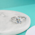 wholesale S925 Sterling Silver Simple and Fashion 2 Carat Genuine Moissanite Sparkle Ring Women's Engagement Wedding Band Wholesale-0-1