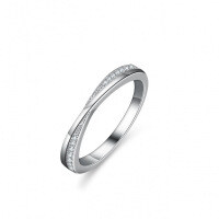 S925 Silver Moissanite Crossover Women's Fashion Ring-Set with moissanite  US No. 6