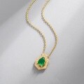 wholesale S925 Sterling Silver New Korean and Japanese Light Luxury Green Agate Necklace for Women, Retro Style Choker Necklace Wholesale from Manufacturers-0-3