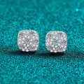 S925 Sterling Silver Full Moissanite Round Stud Earrings for Women, Elegant and Versatile-0-4