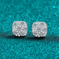 S925 Sterling Silver Full Moissanite Round Stud Earrings for Women, Elegant and Versatile.-57.6 points for Mozambique  925 silver