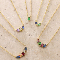 wholesale 925 silver plated with 18k gold cross-border best-selling family birthstone necklace, 1-5 birthstones, personalized bridesmaid gift-silver